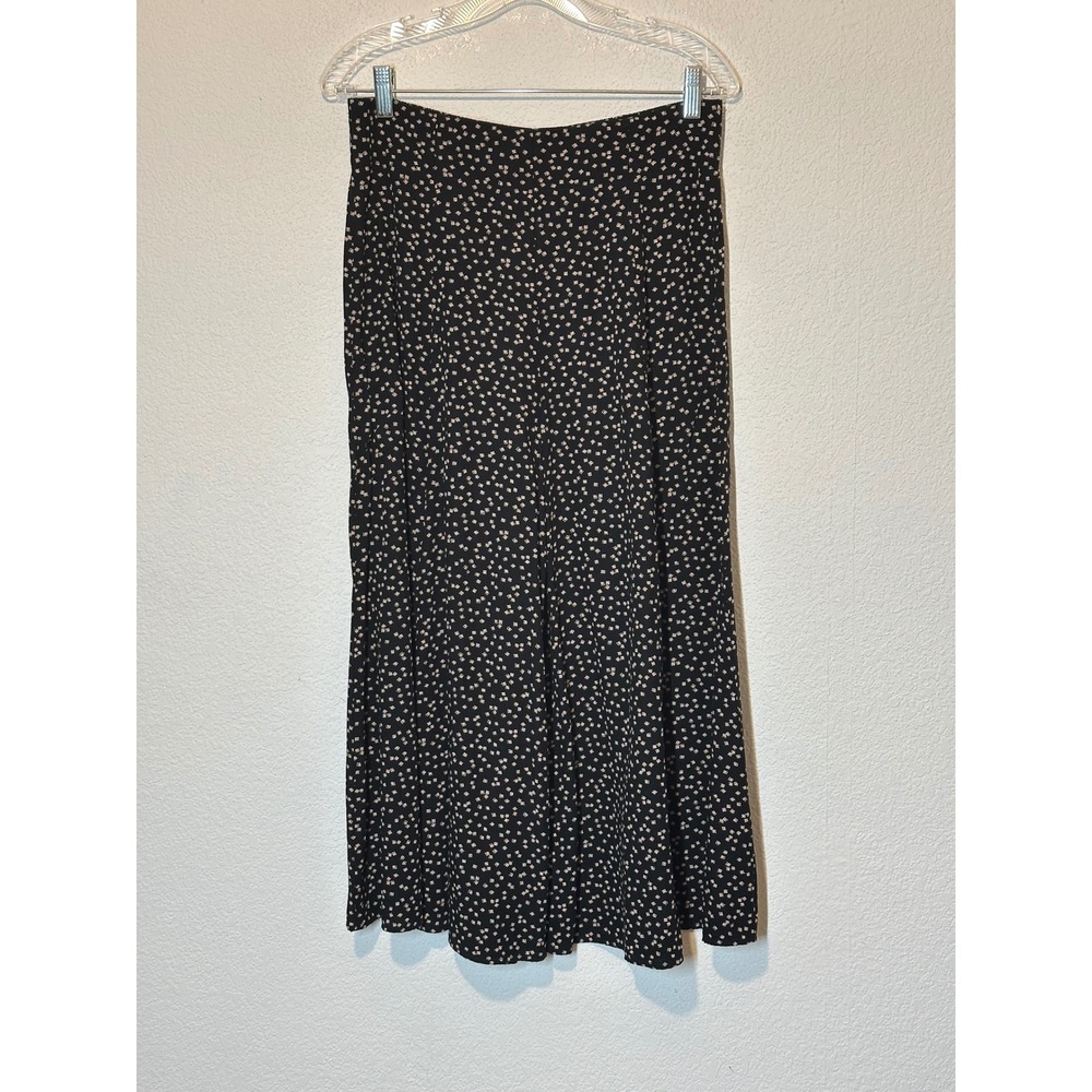 Carole Little Vintage Wide Leg Culottes Black Tan Geometric Rayon Crepe USA 12